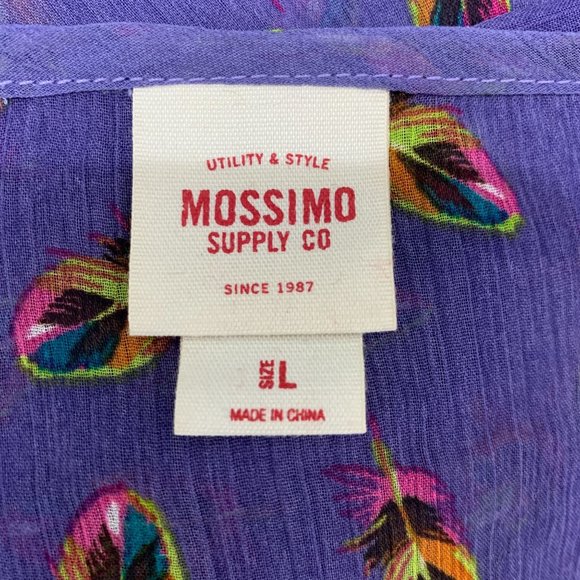Mossimo Large Blouse Feather Purple Boho Semi Sheer Juniors - Picture 5 of 5